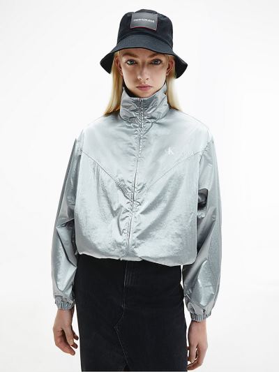 Calvin Klein Ruhák HU530955 | Calvin Klein Coated Nylon Zip Up Női Dzseki Titán